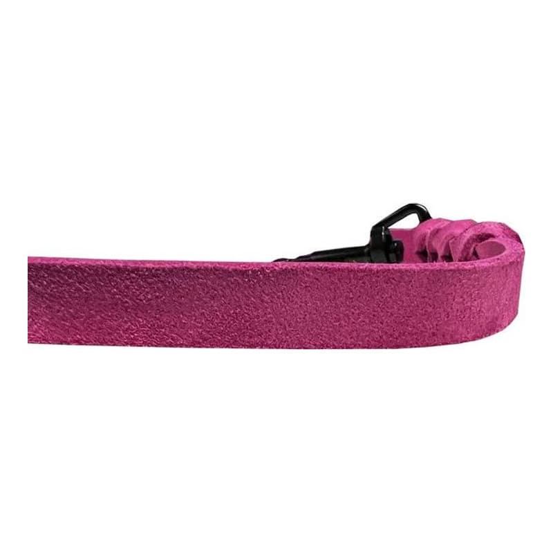 Deutsche Fettlederleine 12 mm pink mit schwarzem Edelstahlkarabiner