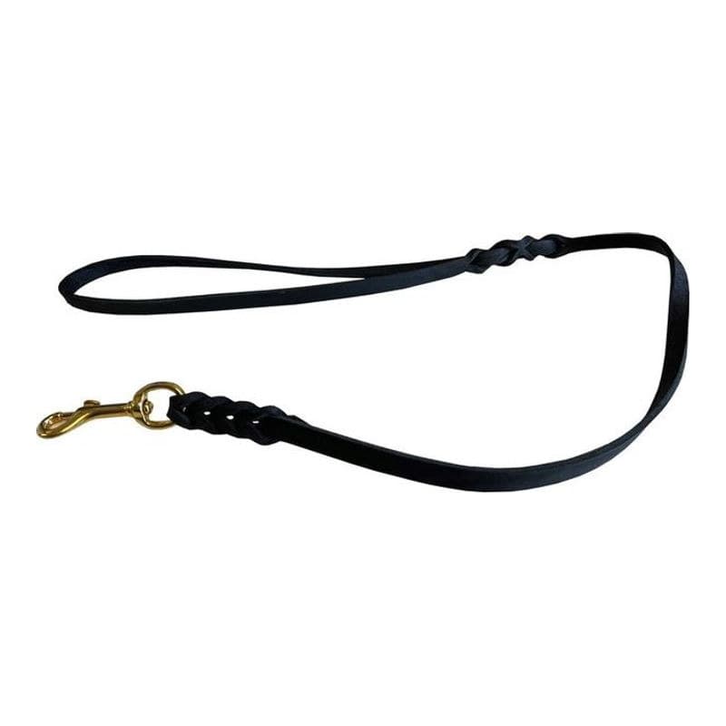Deutsche Fettlederleine 12 mm pink mit schwarzem Edelstahlkarabiner