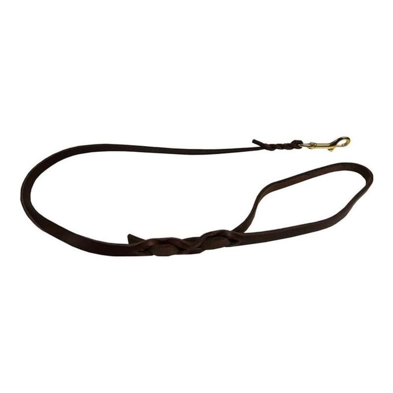 Deutsche Fettlederleine 12 mm pink mit schwarzem Edelstahlkarabiner