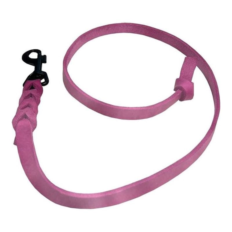 Deutsche Fettlederleine 16 mm pink mit schwarzem Edelstahlkarabiner
