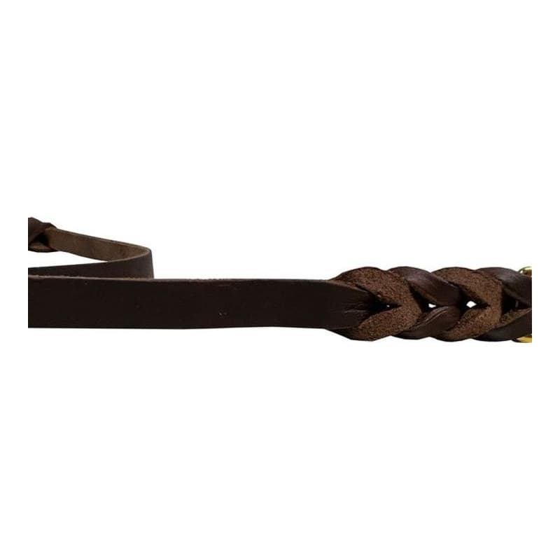Deutsche Fettlederleine 16 mm schwarz mit Messingkarabiner