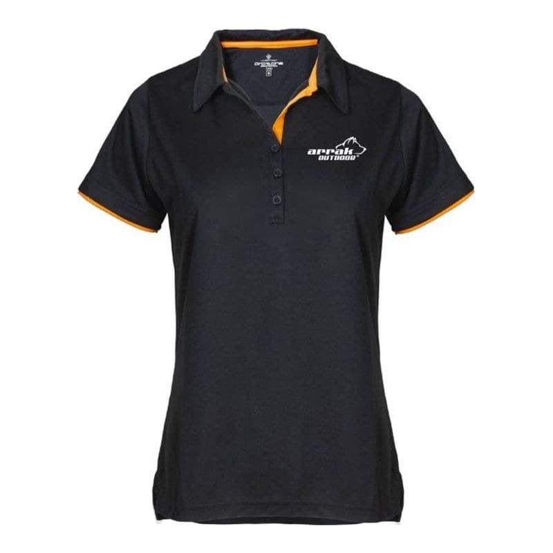 Arrak Funktionspolohemd mit Kontrastfarben Damen Schwarz/Orange