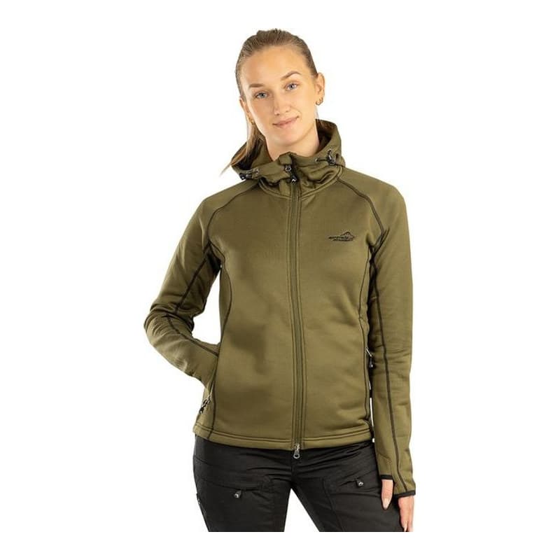 Kapuzenpullover Powerfleece Damen Olivengrün