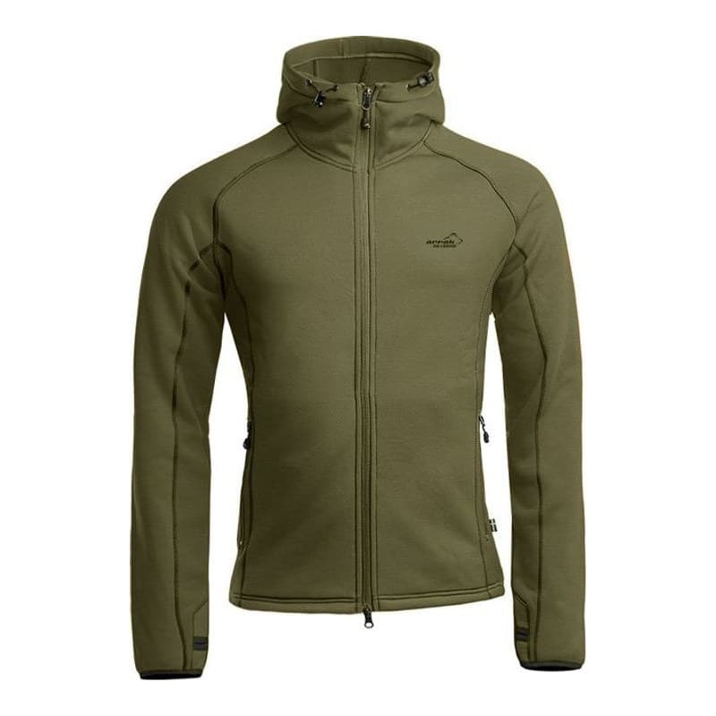 Kapuzenpullover Powerfleece Herren Olivengrün