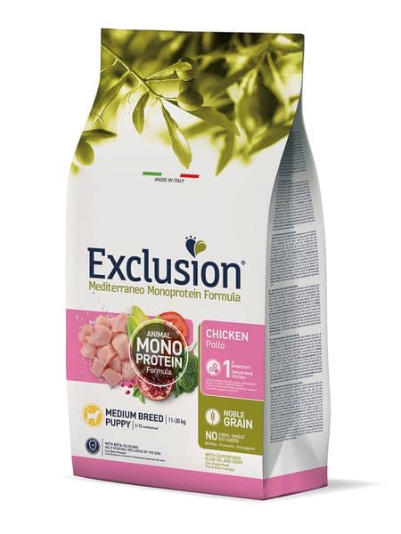 Exclusion Mediterraneo Noble Grain Puppy Huhn